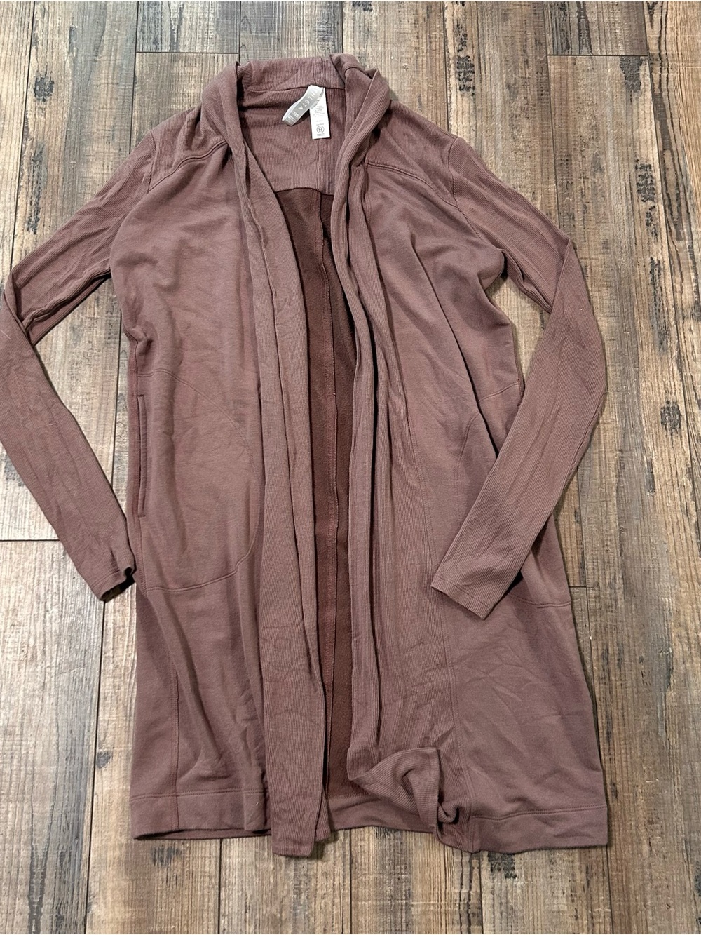 Athleta Womens XXS Mauve Modal Blend Open Front Longline Cardigan Thumbholes